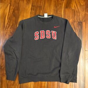 Nike Men's Black Crewneck Sweater with Red SDSU Logo